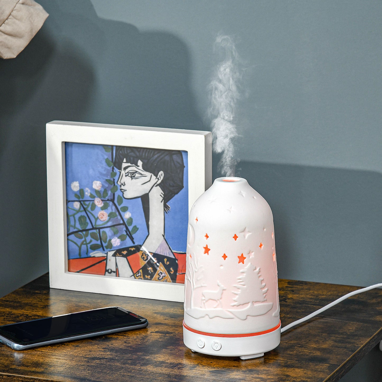 Ceramic Aromatherapy Diffuser & Humidifier with LED Lights