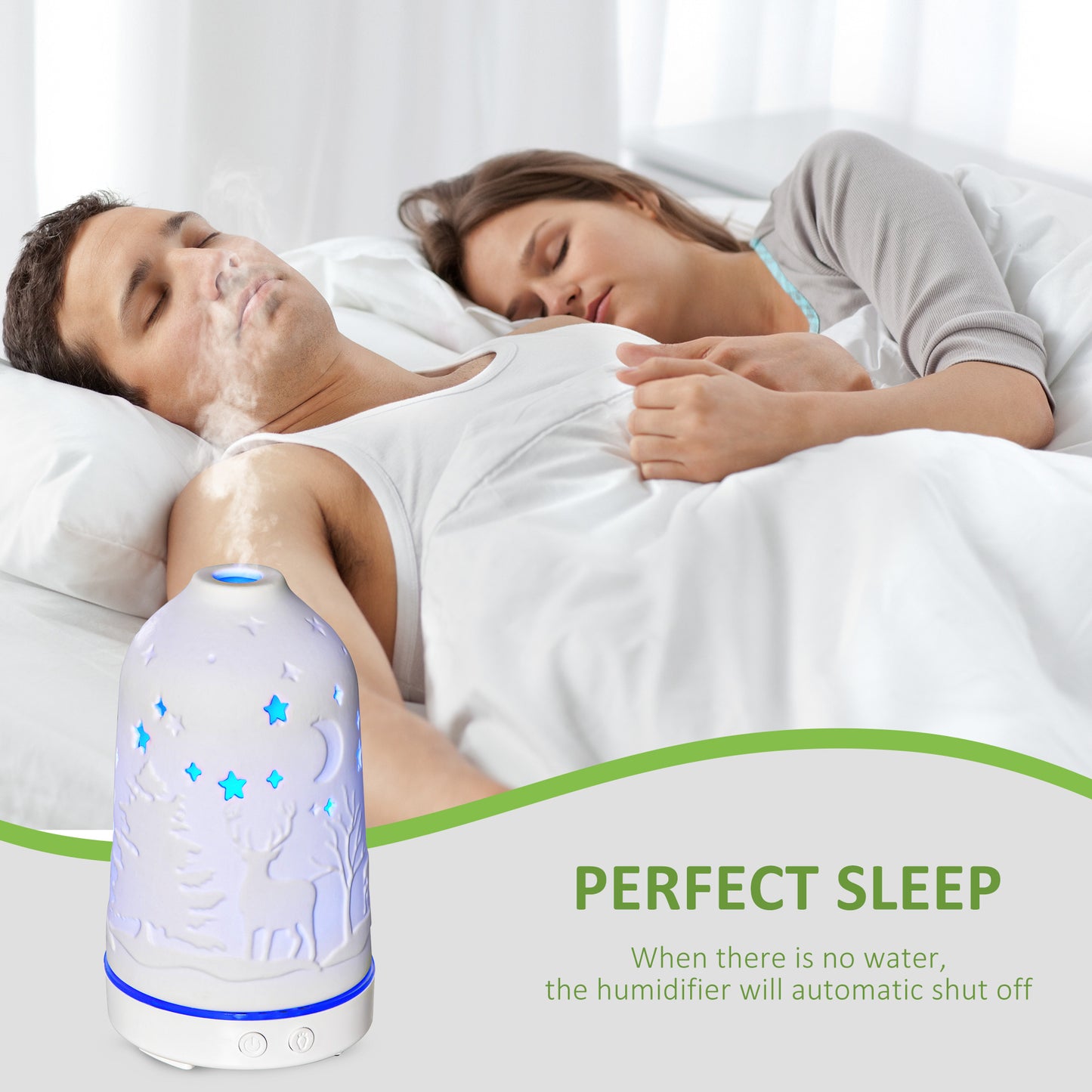 Ceramic Aromatherapy Diffuser & Humidifier with LED Lights