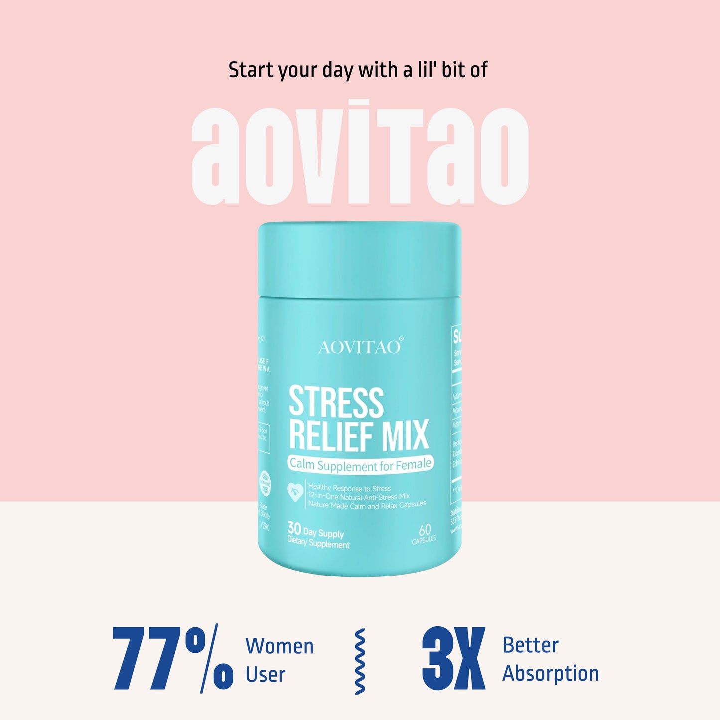 Calm & Focus Ashwagandha Supplement for Women - Stress Relief & Mental Clarity