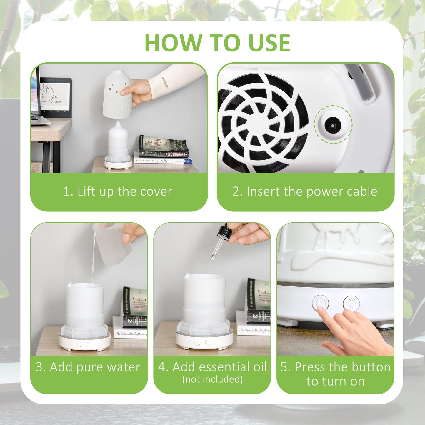 Ceramic Aromatherapy Diffuser & Humidifier with LED Lights